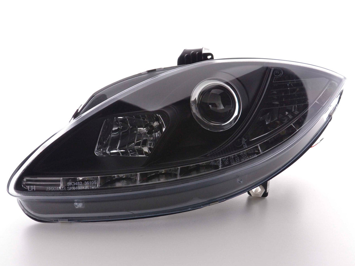 Scheinwerfer Set Daylight LED Tagfahrlicht Seat Leon 1P 09- schwarz Scheinwerfer Set Daylight LED Tagfahrlicht Seat Leon 1P 09- schwarz